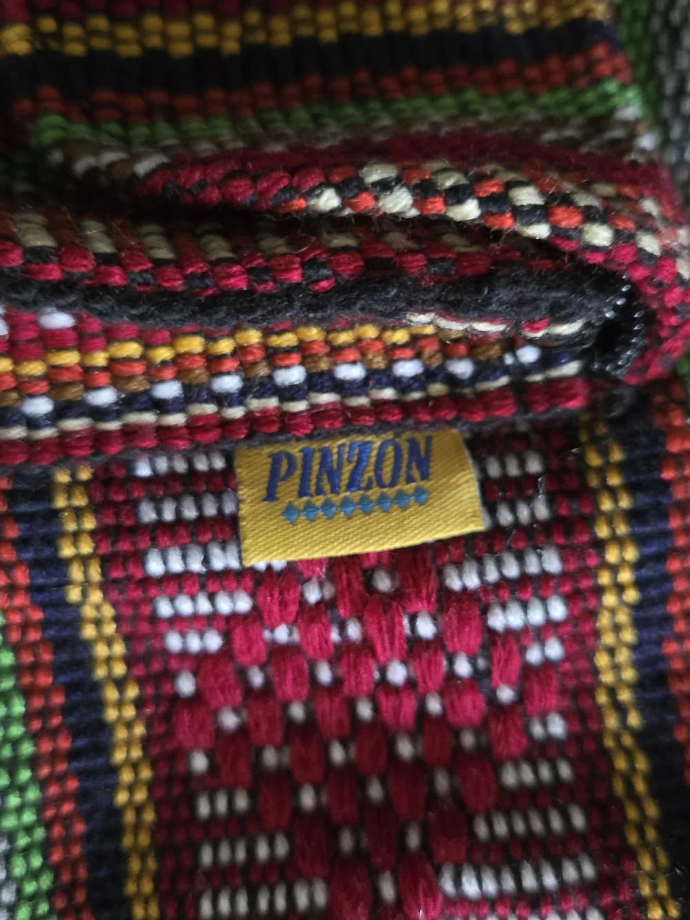 Handwoven Red Multicolor Drawstring Backpack, Made In MEXICO